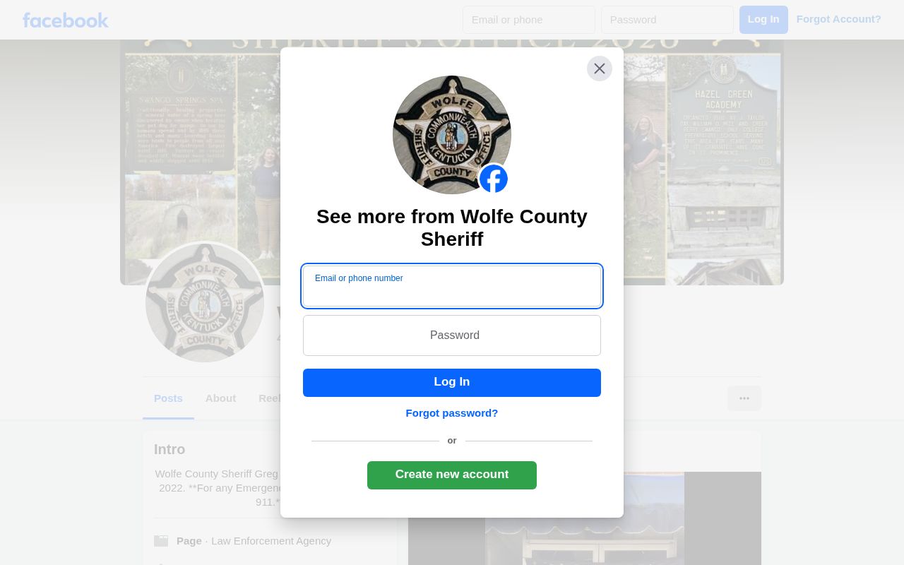 Wolfe County Sheriff social page for arrest and safety updates
